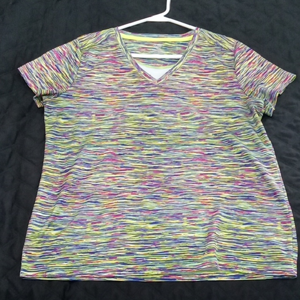 Zone Pro Multicolor Space-Dye V-Neck Short Sleeve Top